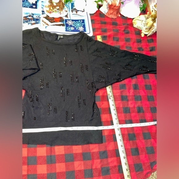 NWOT Venini Elegant Shiny Beaded Fancy Black Sweater size Small - Picture 5 of 10